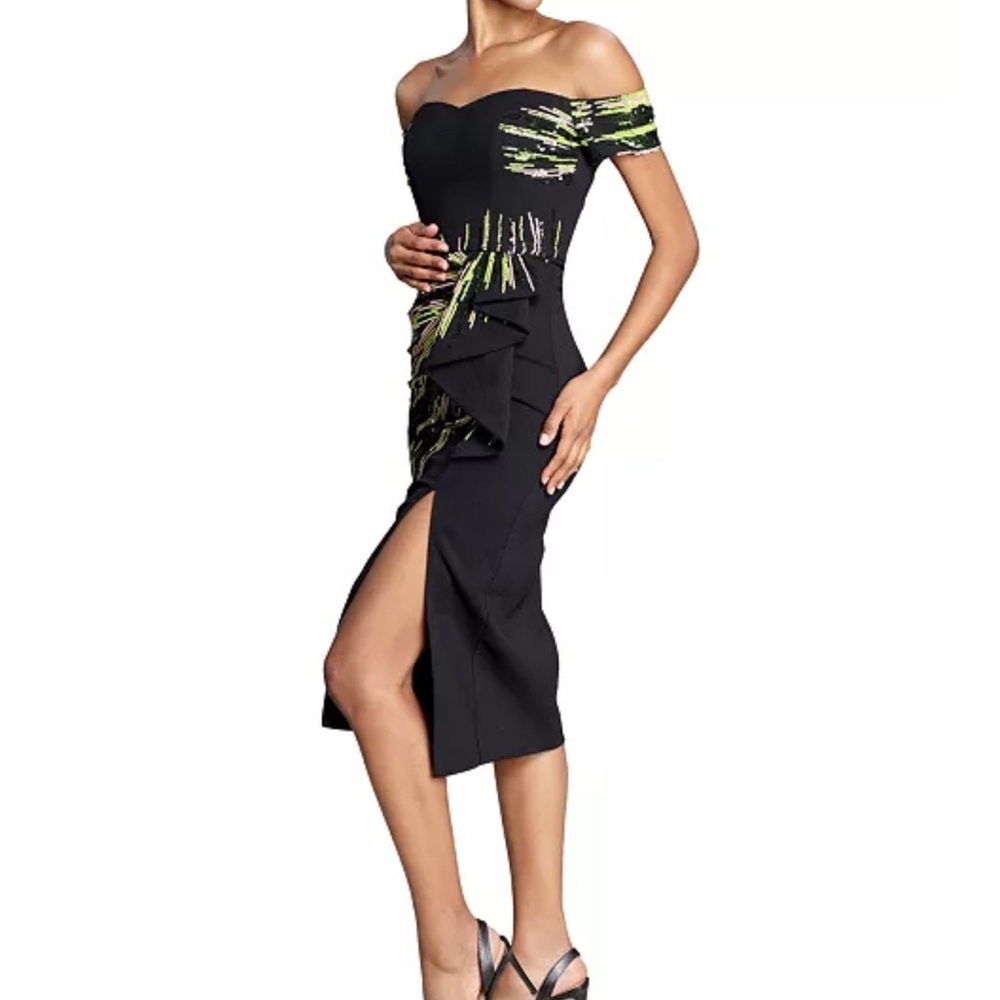 Dress The Population Black Dress With Sequins.